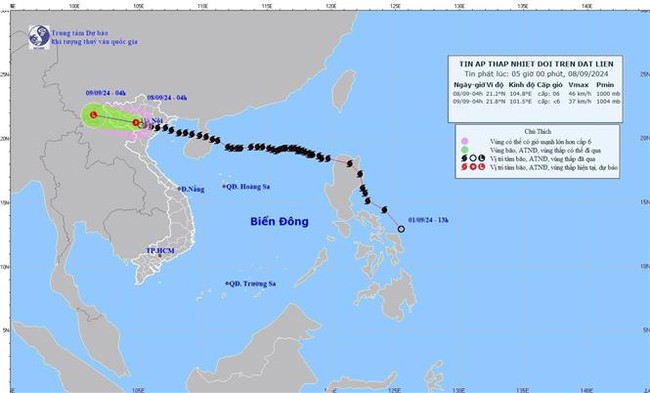 Thời tiết ngày 8/9: Bão số 3 suy yếu thành áp thấp nhiệt đới, cảnh báo mưa rất to - Ảnh 1.